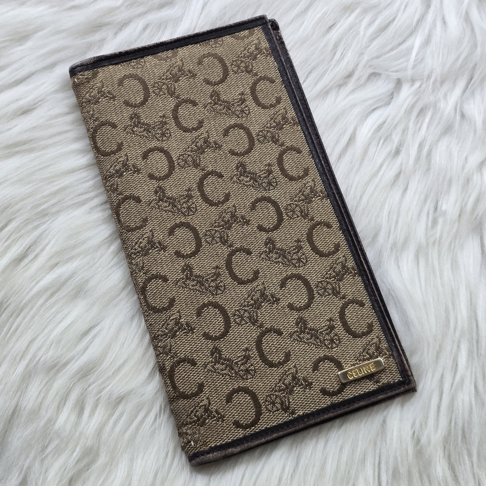 CELINE Macadam Horse Carriage Monogram Vintage Long Wallet
